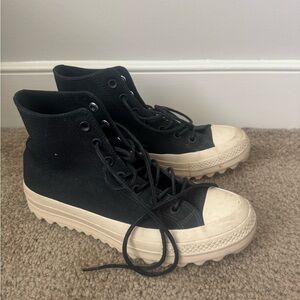 Converse Black High-Tops with Cream Soles